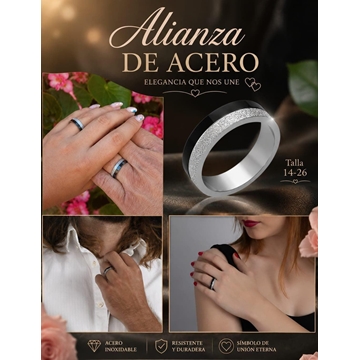 Alianza de boda Bicolor Acero - Imagen 1