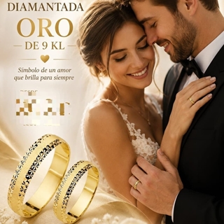 Alianza de boda oro 9 kilates - Imagen 1