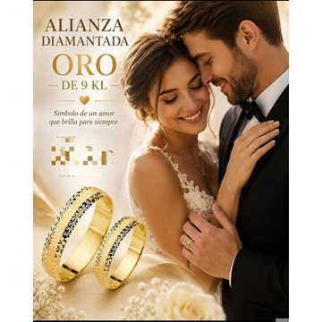 Alianza de boda oro 9 kilates - Imagen 1