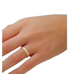 Alianza matizada con borde diamantado Oro - Imagen 2