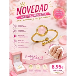 Anillo ajustable cuarzo rosa - Imagen 1