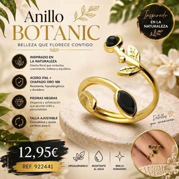 Anillo botánico ajustable acero - Imagen 1