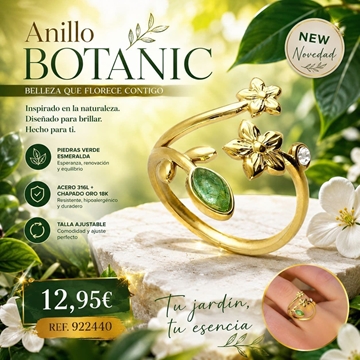 Anillo botánico ajustable acero - Imagen 2