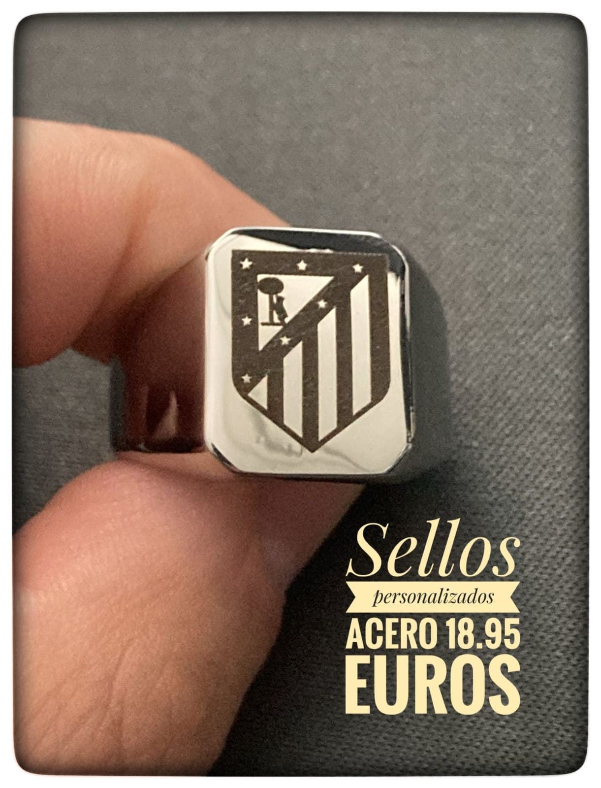 Anillo cuadrado sello Atlético de Madrid - Imagen 1