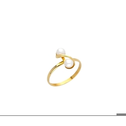 Anillo de compromiso con perla cultivada oro 18 kilates - Imagen 1