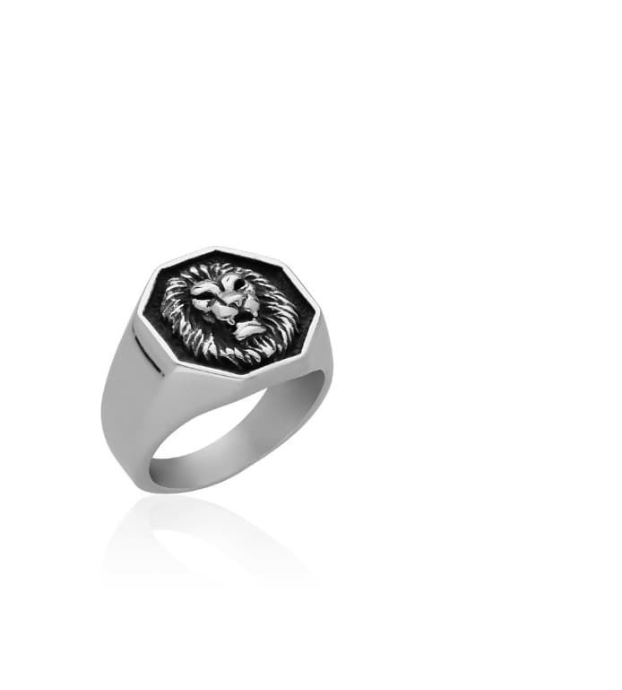 Anillo León acero - Imagen 1
