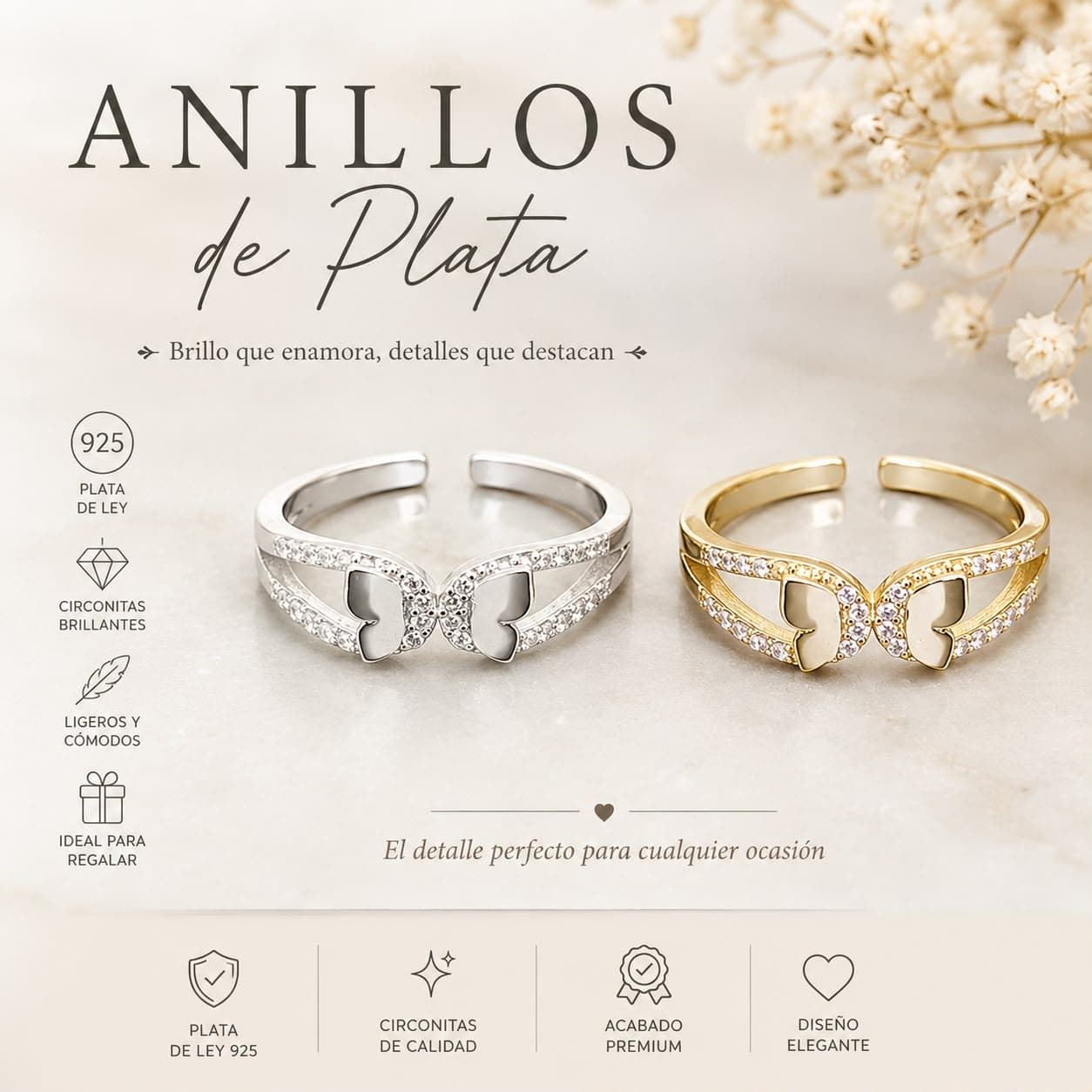 Anillo mariposa plata de ley - Imagen 1