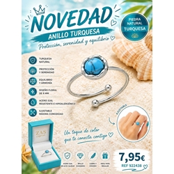 Anillo piedra natural acero - Imagen 1