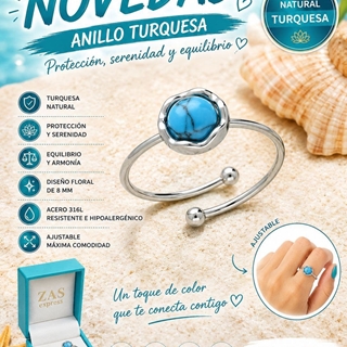 Anillo piedra natural acero - Imagen 1