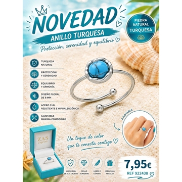 Anillo piedra natural acero - Imagen 1