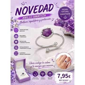 Anillo piedra natural acero - Imagen 2