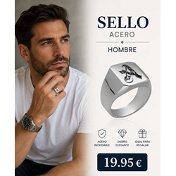 Anillo sello de hombre acero con Inicial - Imagen 1
