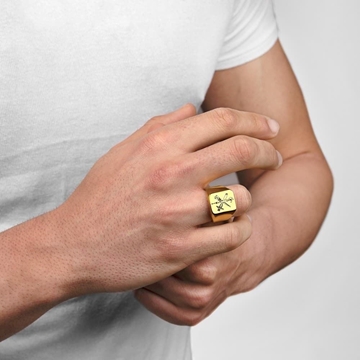 Anillo sello gold de hombre - Imagen 1