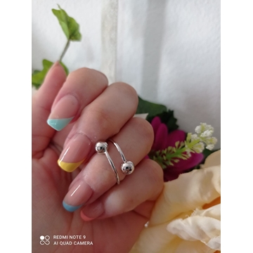 Anillo Tú y Yo bolas plata de ley - Imagen 1