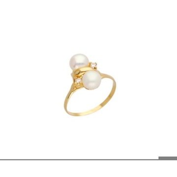 Anillo Twin perlas cultivada boda y comunión - Imagen 1