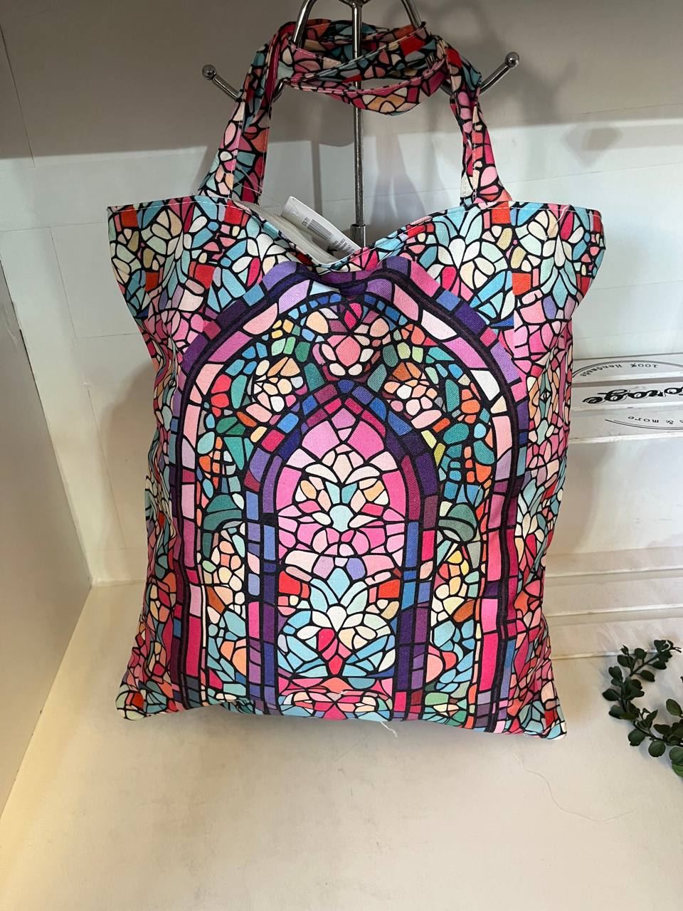 Bolso grande de tela geometrico - Imagen 1