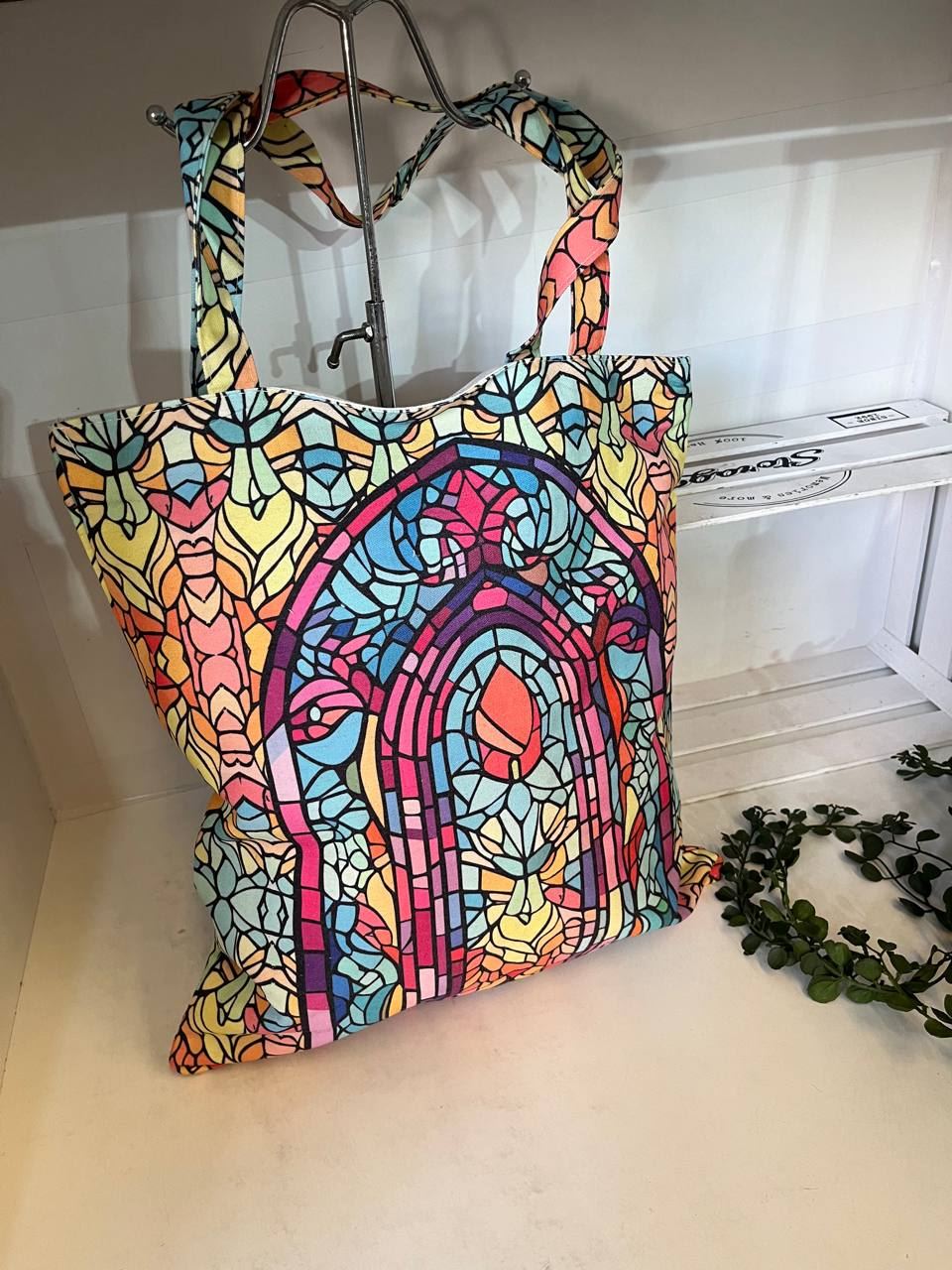 Bolso grande de tela geometrico - Imagen 3