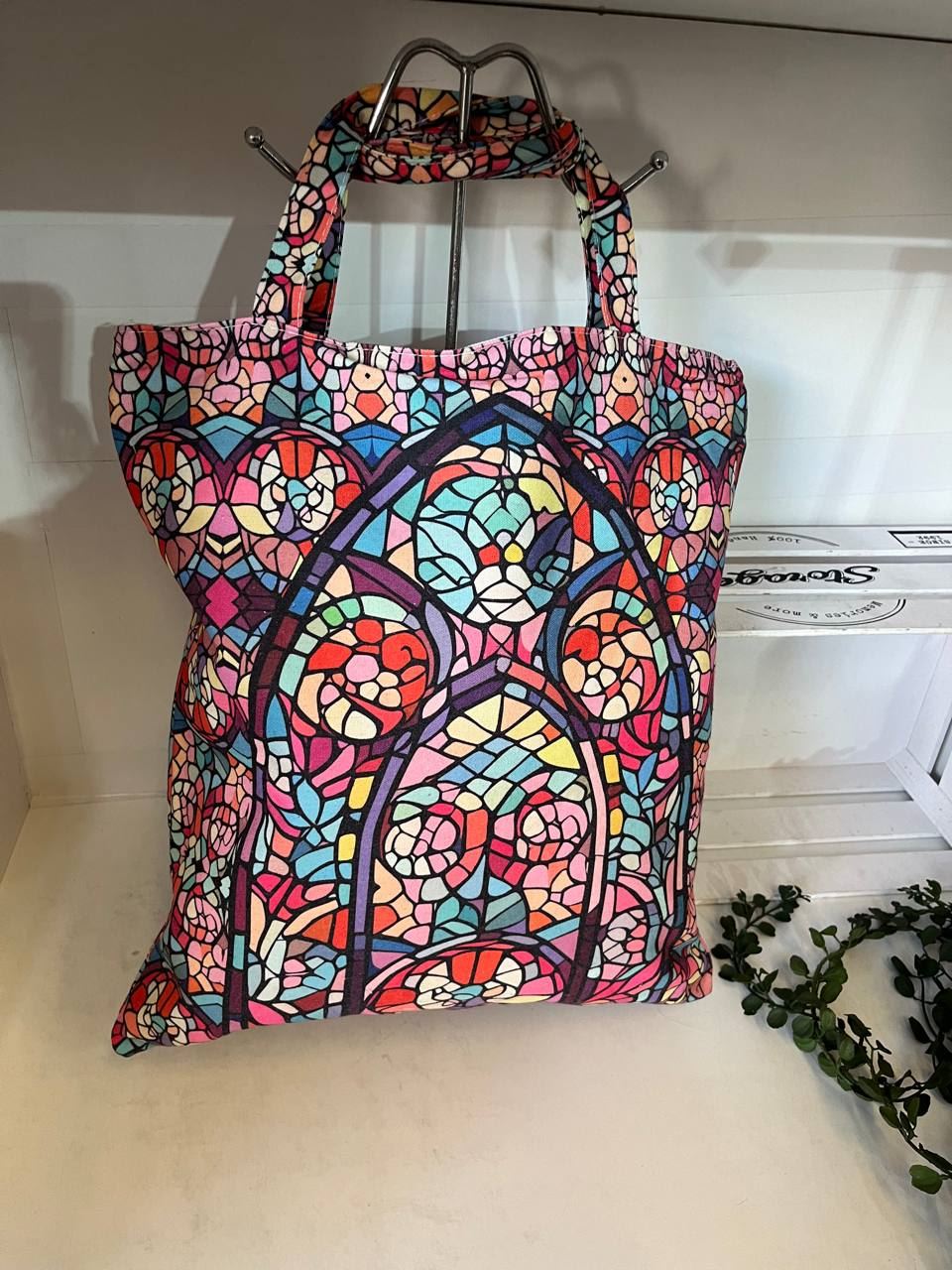 Bolso grande de tela geometrico - Imagen 6