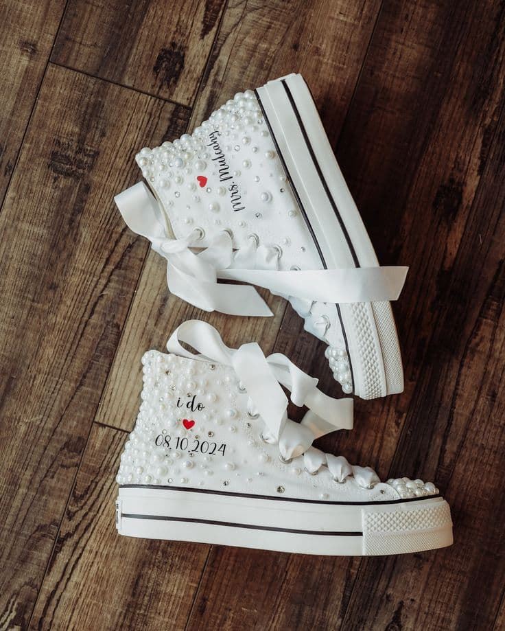 Bota Converse Chuck Taylor con perlas Boda - Imagen 1
