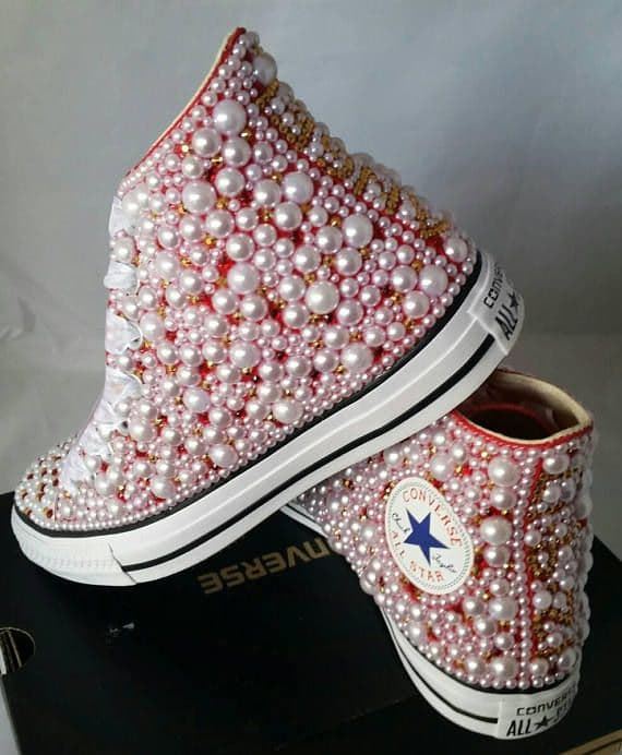 Bota Converse Chuck Taylor con perlas decoradas - Imagen 3