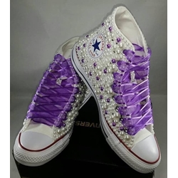 Bota Converse Chuck Taylor con perlas y lazo de seda - Imagen 2