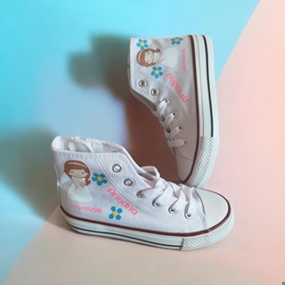 Bota Converse Chuck Taylor Niña comunión con flores azules - Imagen 1