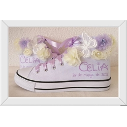 Bota Converse comunión con flores artificiales - Imagen 1