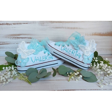 Bota Converse con mariposas de tela primera comunión - Imagen 1