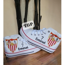 Bota Converse escudos futbol Betis  y Sevilla - Imagen 2