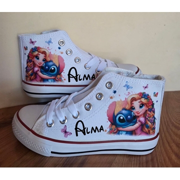 Bota Converse personalizada Stich y Rapunzel - Imagen 1