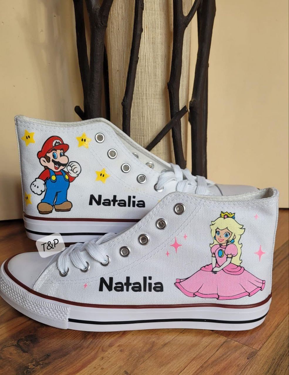 Bota Converse personalizada super Mario y la princesa Peach - Imagen 1