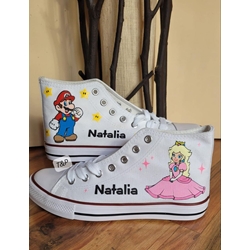 Bota Converse personalizada super Mario y la princesa Peach - Imagen 1