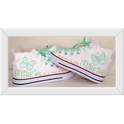 Bota Converse Primera comunión  con mariposas - Imagen 1