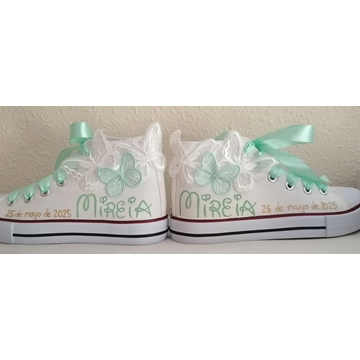 Bota Converse Primera comunión  con mariposas - Imagen 2