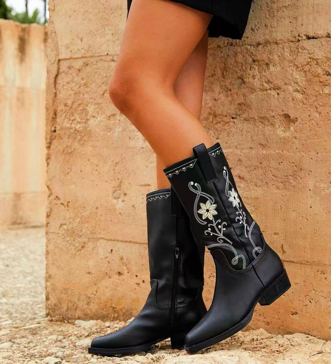 Botas de flores polipiel - Imagen 1