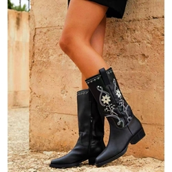 Botas de flores polipiel - Imagen 1