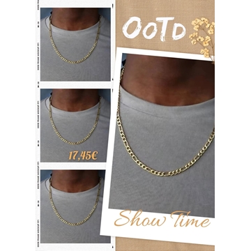 Cadena alternado acero bañado en oro - Imagen 1