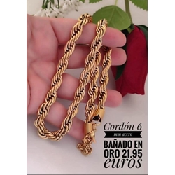 Cadena cordón salomónico acero bañado en oro - Imagen 1