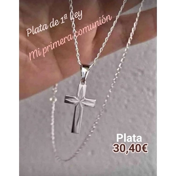 Cadena cruz lisa plata - Imagen 1