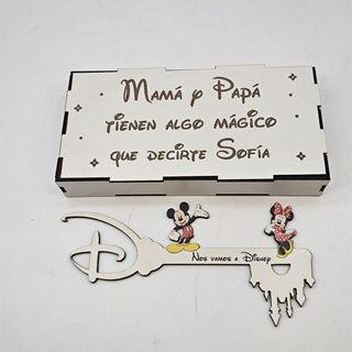 Cajita de madera con mensaje personalizado Walt Disney - Imagen 1