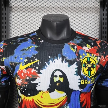 camiseta  Brazil version 2025  Brazil Black with Jesus Christ Artwork - Imagen 1