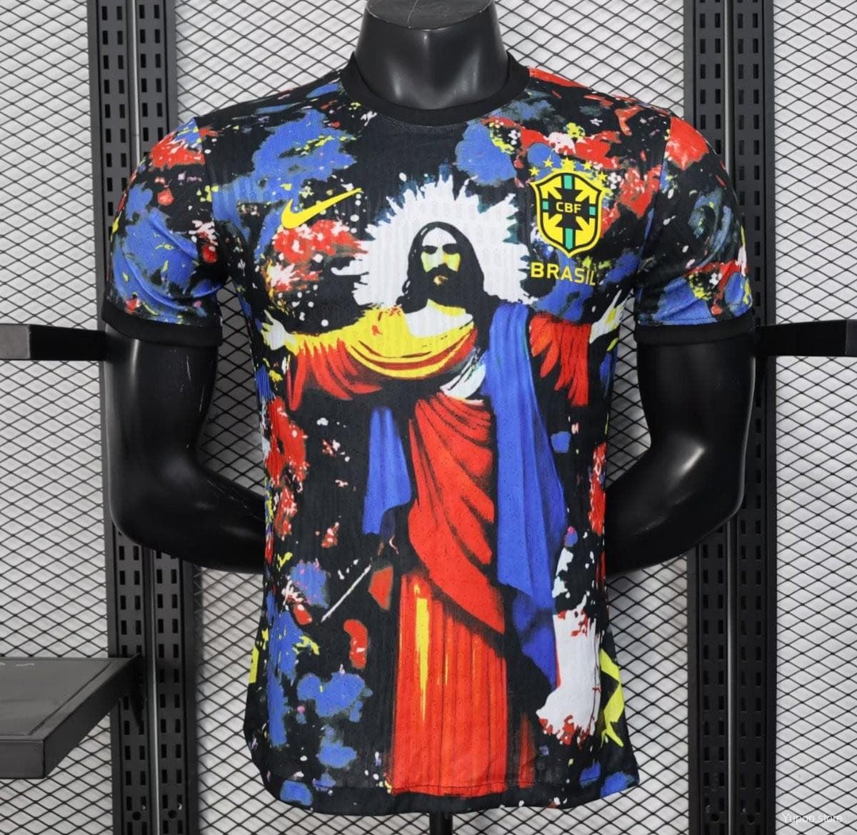 camiseta  Brazil version 2025  Brazil Black with Jesus Christ Artwork - Imagen 2