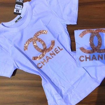 Camiseta Chanel con purpurina - Imagen 1