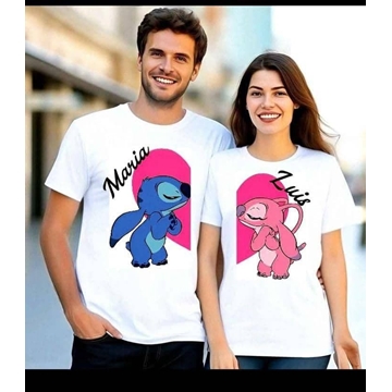 Camiseta personalizada Stich y Angela - Imagen 1