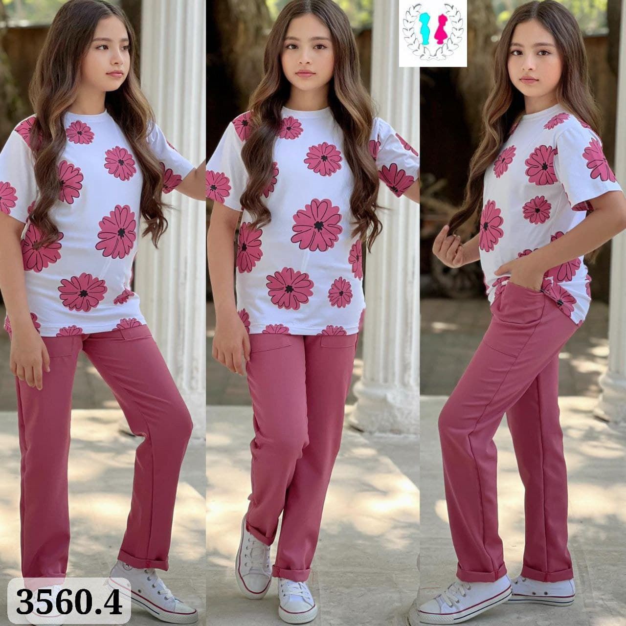 Camiseta y pantalón de flores de niña - Imagen 2