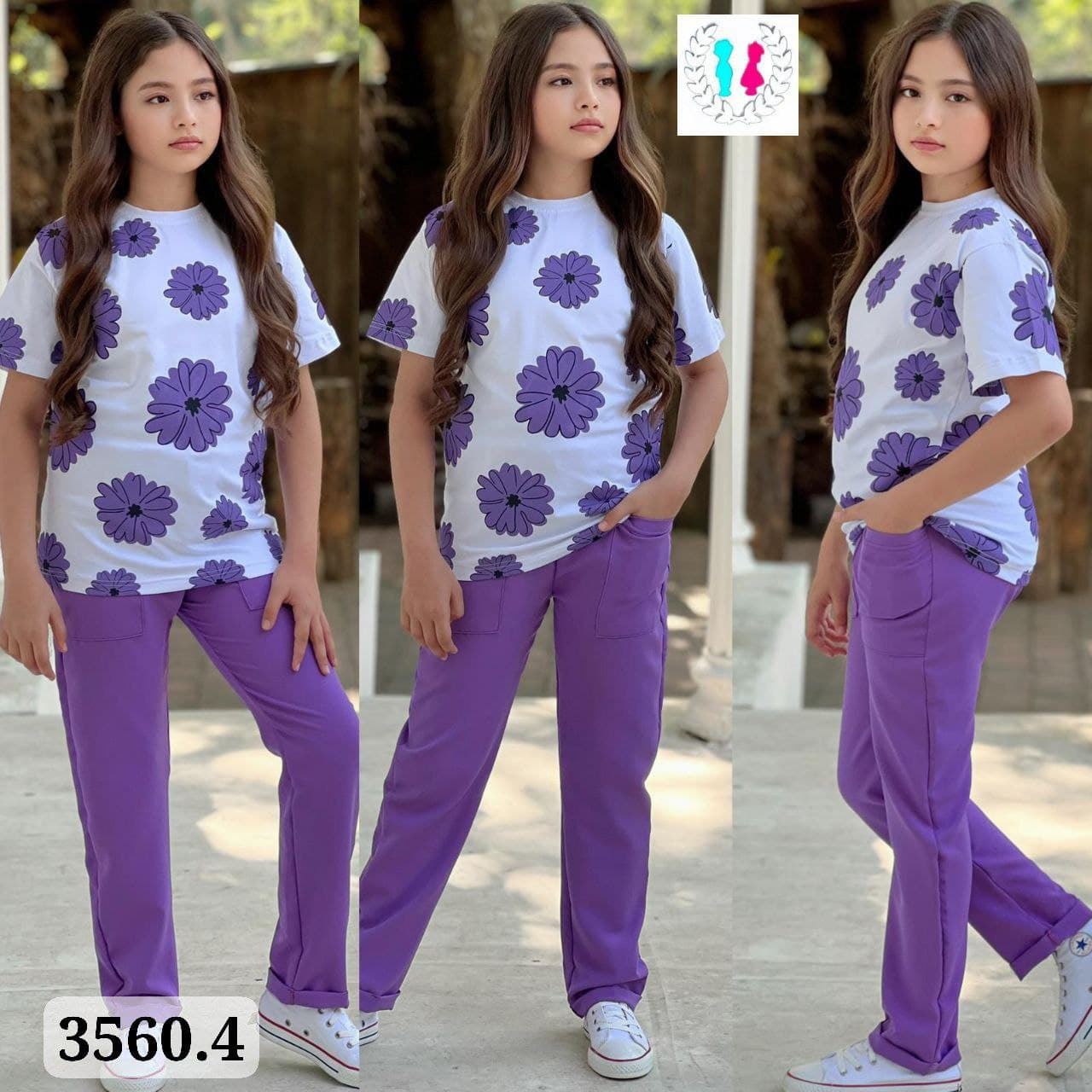 Camiseta y pantalón de flores de niña - Imagen 3