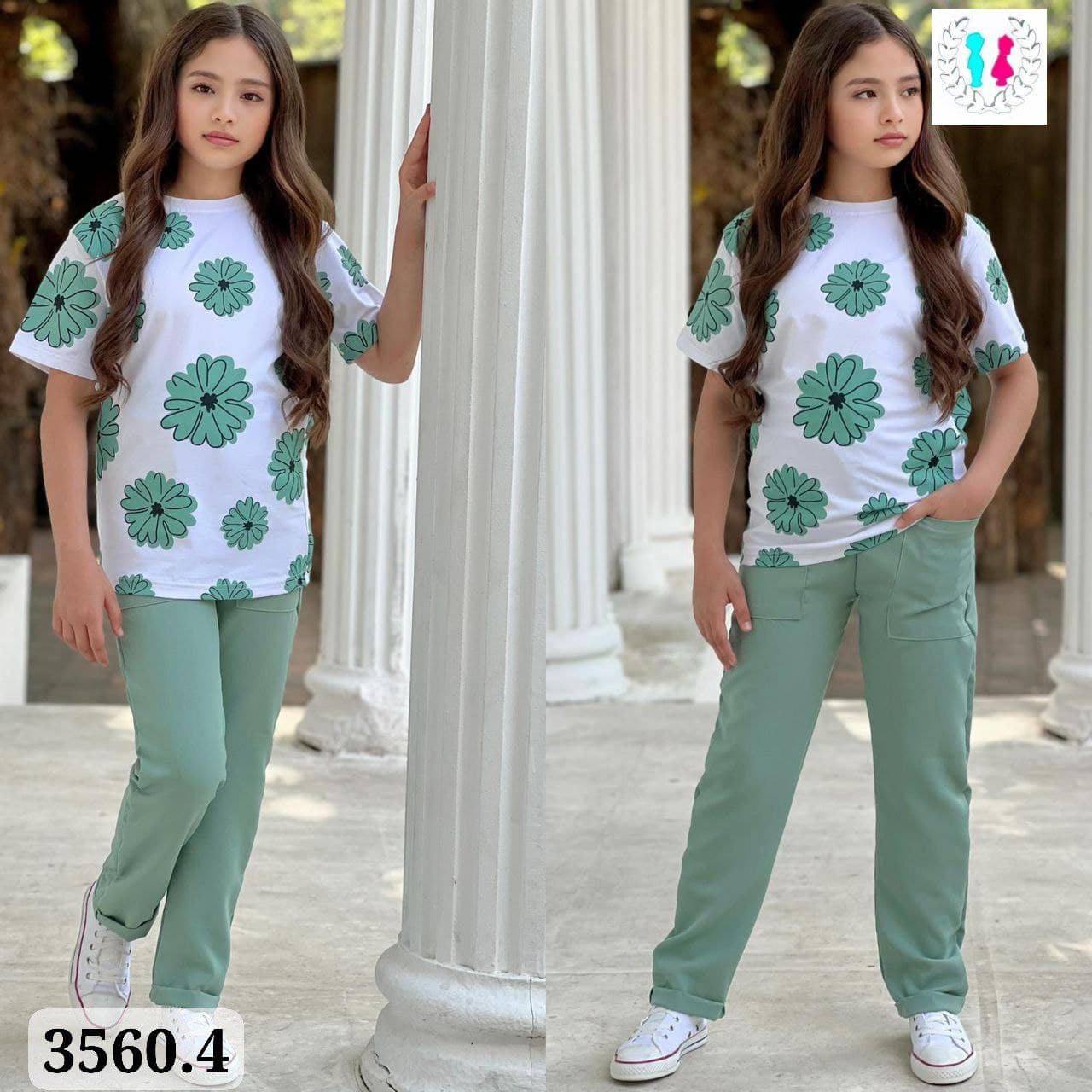 Camiseta y pantalón de flores de niña - Imagen 4