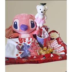 Cesta san Valentín Stich y chocolates - Imagen 1