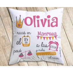 Cojín nacimiento personalizado - Imagen 1
