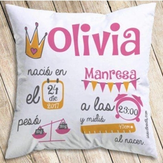 Cojín nacimiento personalizado - Imagen 1